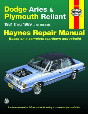 Repair Manual Book Dodge Aries & Plymouth Reliant 81-89-0
