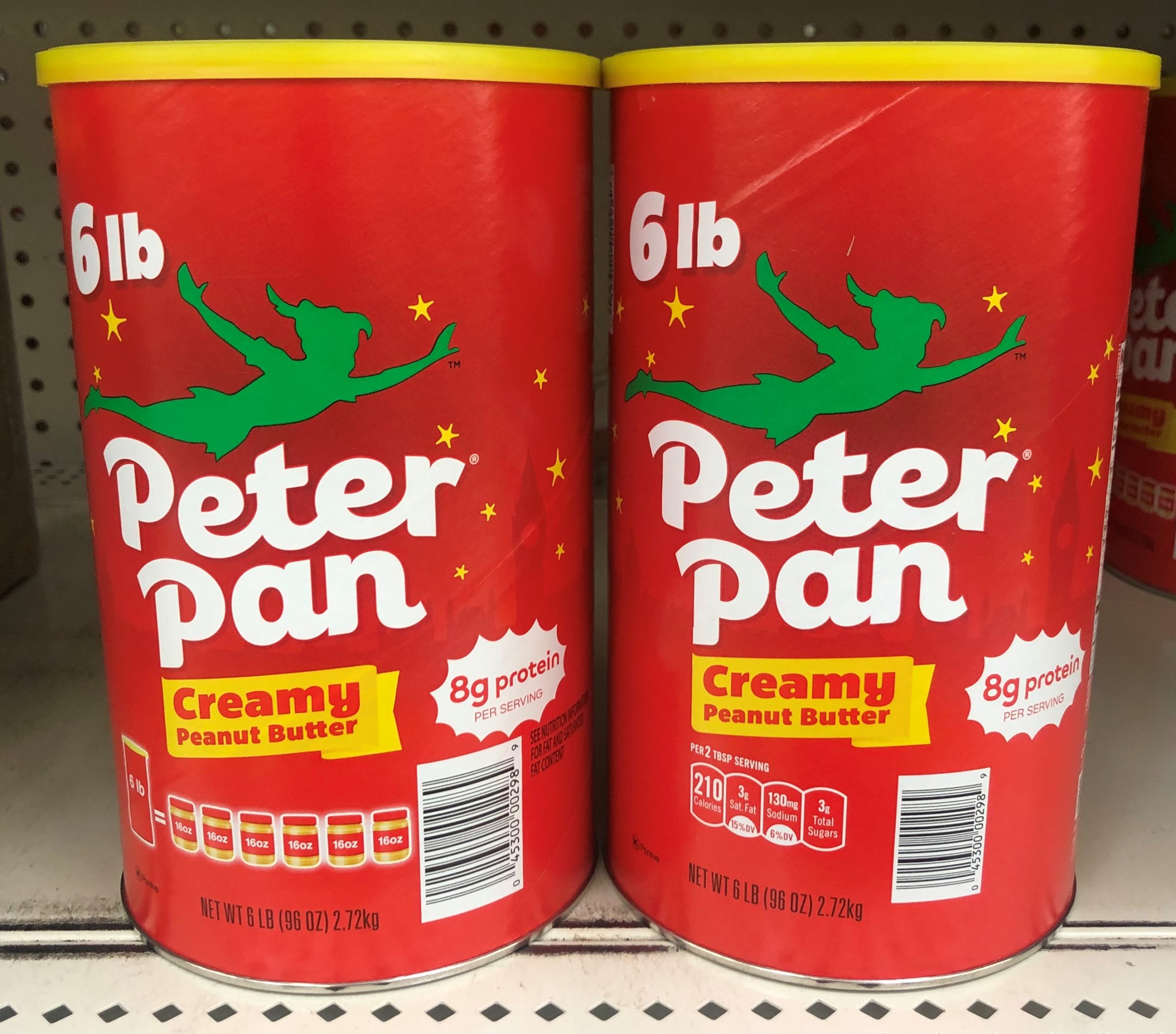 12 lbs of Peter Pan Creamy Peanut Butter 2 - 6lb Jars Cans Sandwich