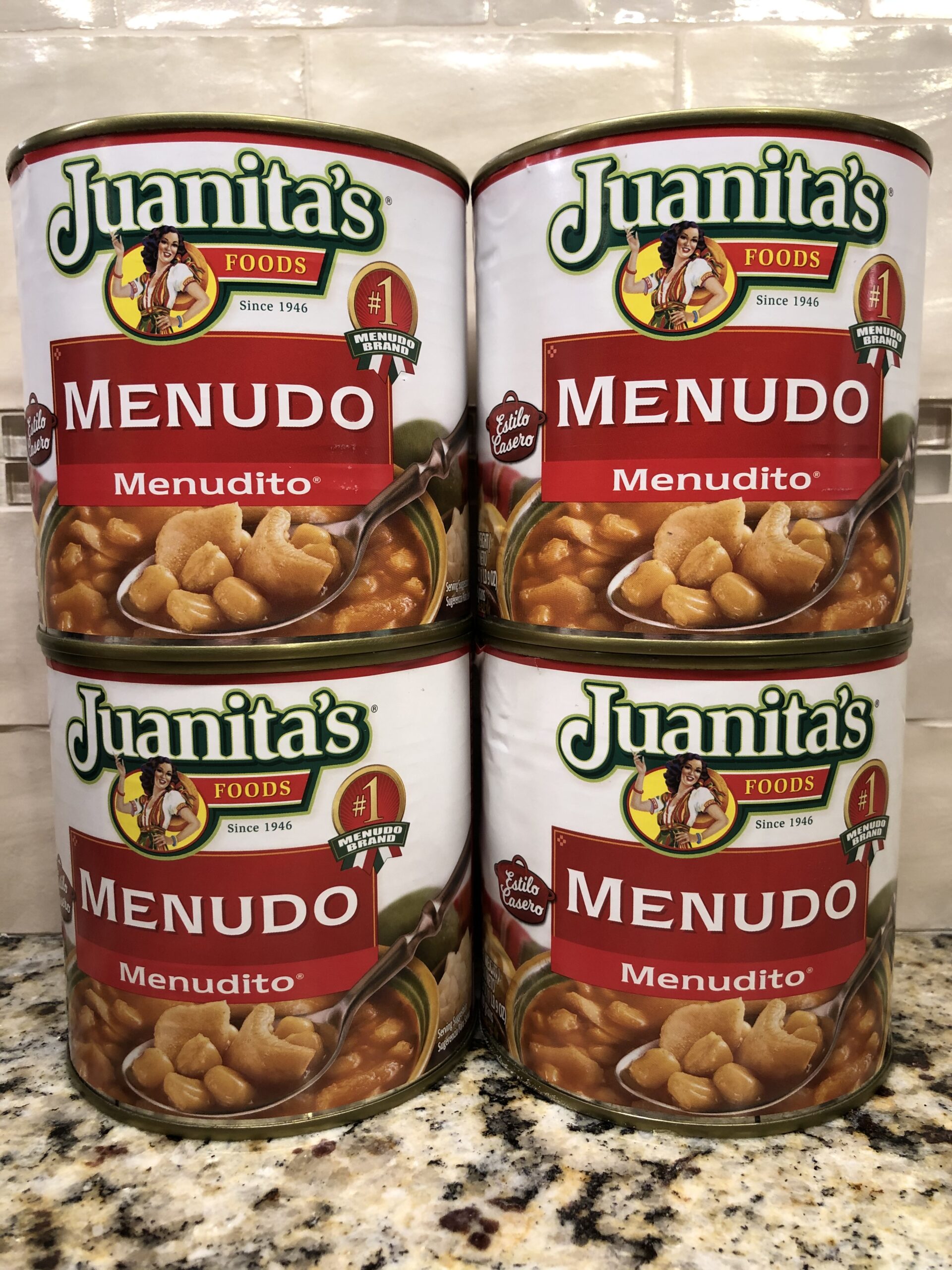 4 CANS Juanita's Menudo 25 oz Soup Tripe Bone Stock Hominy FREE SHIP