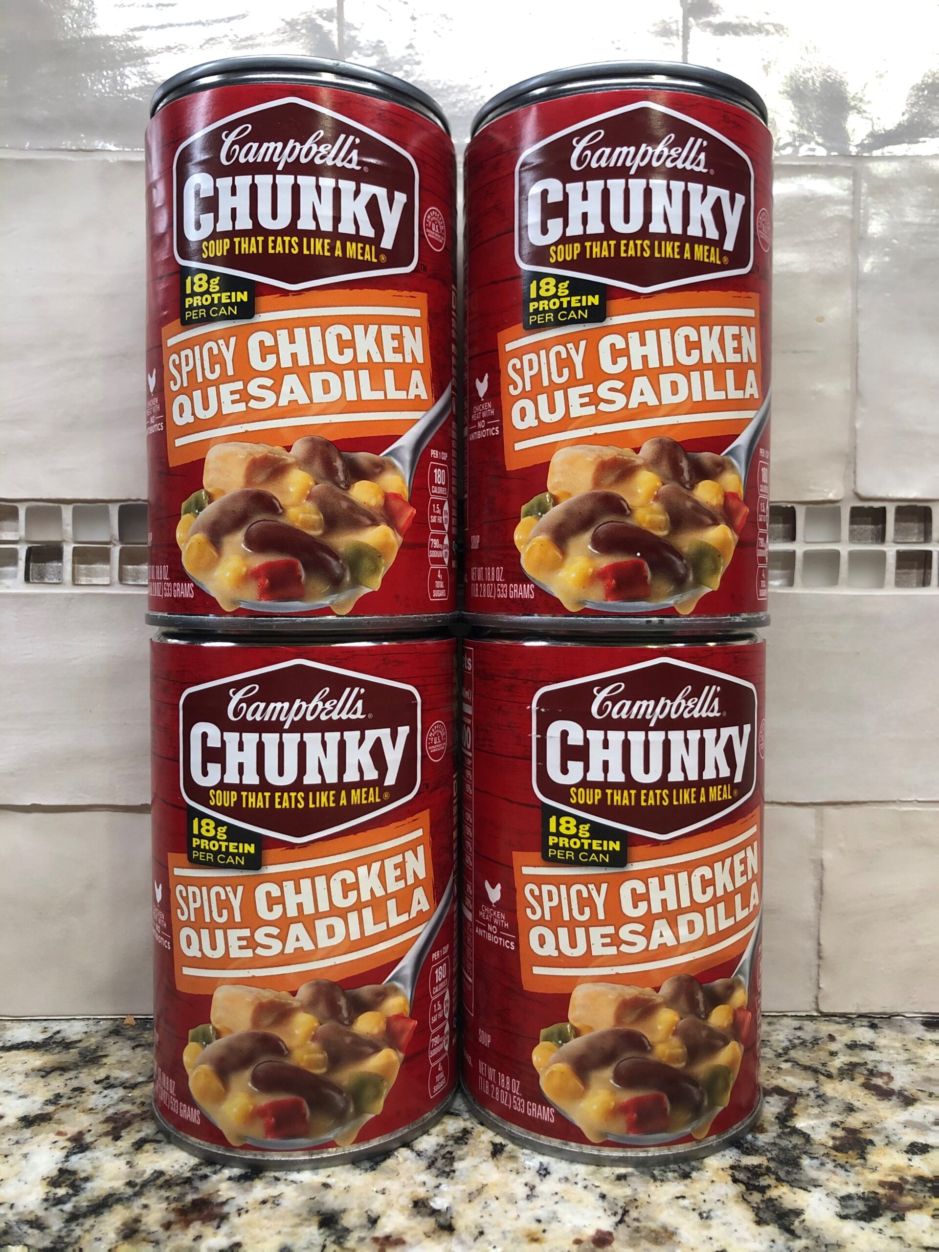 4 Campbell's CHUNKY Spicy Chicken Quesadilla Soup 18.8 oz Cans Tortilla ...